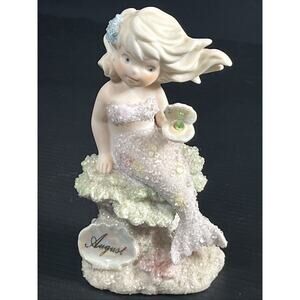 1994 Enesco CORAL KINGDOM Mermaid Figurine August Peridot No Box
